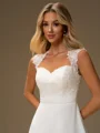 A-line Sweetheart Appliques Lace Floor-Length Chiffon Wedding Dress