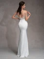 Sheath Spaghetti Straps Pleated Court Train Charmeuse Corset Wedding Dress