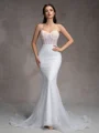Sheath Spaghetti Straps Court Train Corset Wedding Dress
