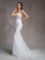 Sheath Spaghetti Straps Court Train Corset Wedding Dress