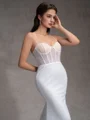 Sheath Spaghetti Straps Court Train Corset Wedding Dress