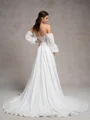 A-line Sweetheart Long Sleeves Appliques Lace Court Train Chiffon Corset Convertible Wedding Dress