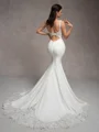 Sheath V-neck Court Train Stretch Crepe Wedding Dress