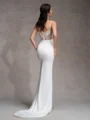 Sheath Spaghetti Straps Appliques Lace Sweep Train Charmeuse Corset Wedding Dress