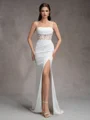 Sheath Spaghetti Straps Appliques Lace Sweep Train Charmeuse Corset Wedding Dress