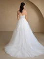 A-line Spaghetti Straps Appliques Lace Court Train Tulle Corset Wedding Dress