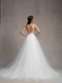 A-line Spaghetti Straps Appliques Lace Chapel Train Tulle Corset Wedding Dress