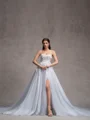 A-line Sweetheart Appliques Lace Cathedral Train Tulle Corset Wedding Dress