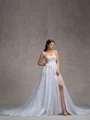 A-line Sweetheart Appliques Lace Cathedral Train Tulle Corset Wedding Dress