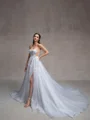 A-line Sweetheart Appliques Lace Cathedral Train Tulle Corset Wedding Dress