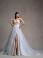 A-line Off-the-Shoulder Appliques Lace Cathedral Train Tulle Corset Wedding Dress