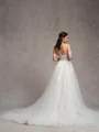 A-line Off-the-Shoulder Appliques Lace Chapel Train Tulle Wedding Dress