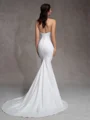 Sheath Straight Pleated Court Train Stretch Crepe Wedding Dress