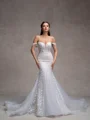Mermaid Off-the-Shoulder Appliques Lace Cathedral Train Tulle Corset Wedding Dress