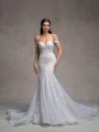 Mermaid Off-the-Shoulder Appliques Lace Cathedral Train Tulle Corset Wedding Dress