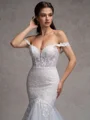 Mermaid Off-the-Shoulder Appliques Lace Cathedral Train Tulle Corset Wedding Dress