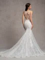 Sheath/Column Lace Scoop Sleeveless Court Train Wedding Dresses