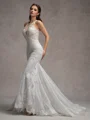 Sheath/Column Lace Scoop Sleeveless Court Train Wedding Dresses