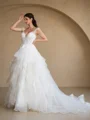 Ball Gown Tulle Applique V-Neck Sleeveless Court Train Wedding Dresses