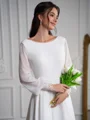 A-Line/Princess Chiffon Lace Scoop Long Sleeves Court Train Wedding Dresses