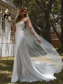 Sheath Spaghetti Straps Sweep Train Stretch Crepe Wedding Dress
