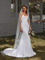 Sheath Spaghetti Straps Appliques Lace Chapel Train Chiffon Wedding Dress