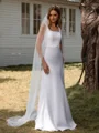 Sheath Square Floor-Length Stretch Crepe Wedding Dress