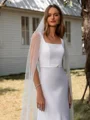 Sheath Square Floor-Length Stretch Crepe Wedding Dress