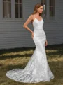 Sheath V-neck Appliques Lace Court Train Lace Wedding Dress