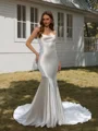 Sheath Spaghetti Straps Court Train Wedding Dress