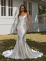 Sheath Spaghetti Straps Court Train Wedding Dress