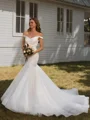 Mermaid V-neck Chapel Train Organza  Wedding Dress