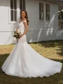 Mermaid V-neck Chapel Train Organza  Wedding Dress