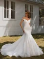 Mermaid V-neck Chapel Train Organza  Wedding Dress