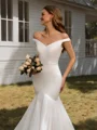 Mermaid V-neck Chapel Train Organza  Wedding Dress