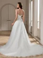 A-line Spaghetti Straps Chapel Train Organza Wedding Dress