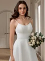 A-line Spaghetti Straps Chapel Train Organza Wedding Dress