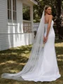 Sheath Spaghetti Straps Pleated Sweep Train Charmeuse Wedding Dress