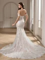 Sheath Off-the-Shoulder Appliques Lace Chapel Train Lace Wedding Dress
