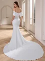Sheath Off-the-Shoulder Cathedral Train Stretch Crepe Wedding Dress