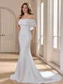 Sheath Off-the-Shoulder Cathedral Train Stretch Crepe Wedding Dress