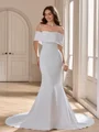 Sheath Off-the-Shoulder Cathedral Train Stretch Crepe Wedding Dress
