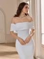 Sheath Off-the-Shoulder Cathedral Train Stretch Crepe Wedding Dress