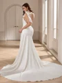 Sheath One-Shoulder Bow Chapel Train Charmeuse Wedding Dress