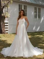 A-line Spaghetti Straps Chapel Train Organza Wedding Dress
