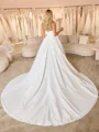 Ball-Gown Straight Cathedral Train Satin Corset Wedding Dress