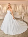Ball-Gown Straight Cathedral Train Satin Corset Wedding Dress