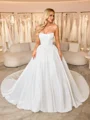 Ball-Gown Straight Cathedral Train Satin Corset Wedding Dress