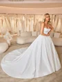 Ball-Gown Straight Cathedral Train Satin Corset Wedding Dress