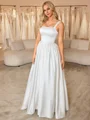 A-line Straps Floor-Length Satin Wedding Dress